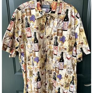 High Seas Trading Co. Wine Tasting and Vineyard Cotton Camp Shirt MADE IN USA, M